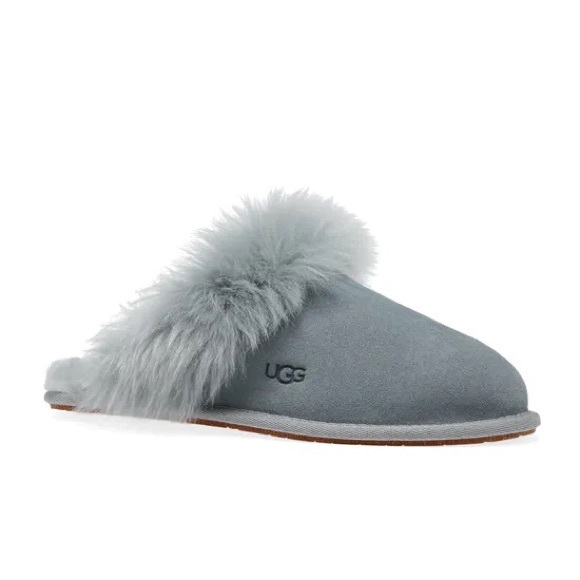 UGG Shoes - UGG Scuff Sis Womens Slippers in Ash Fog Blue Grey Suede Leather Shoes scuffette